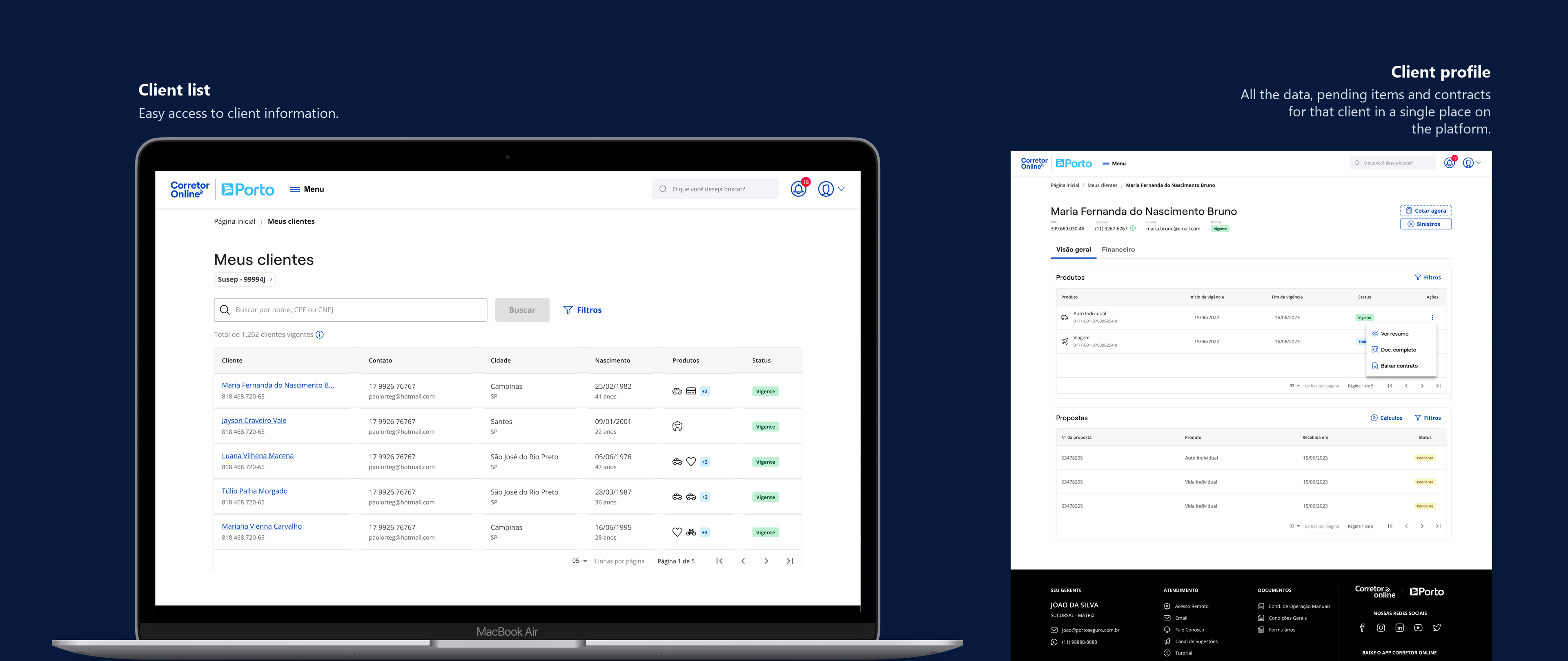 Client list and Client profile