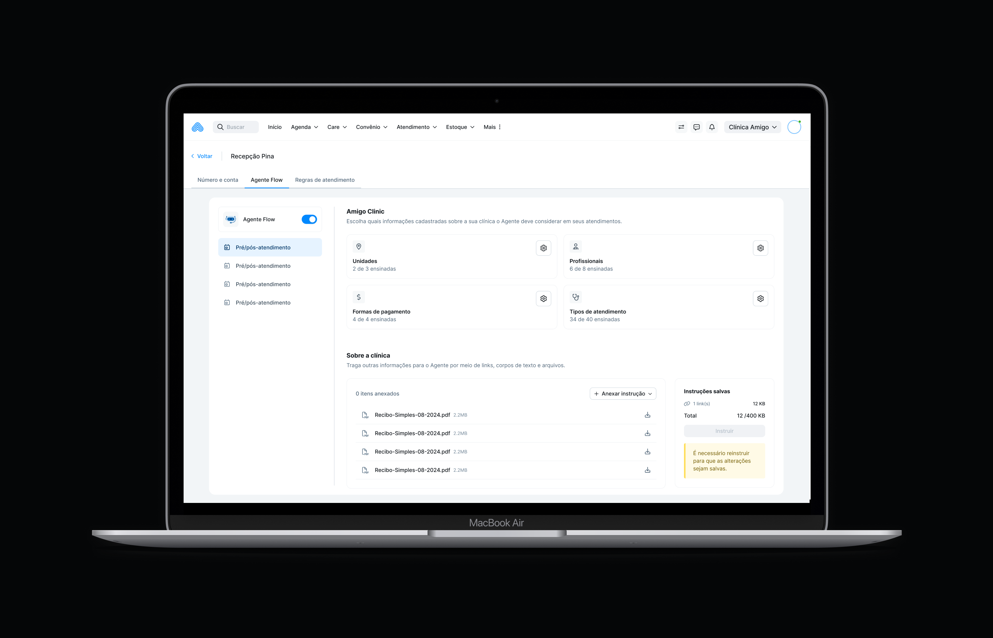 tela do produto, Configurador de IA